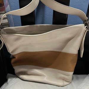 Coach Rugby Bag. Cream and tan.